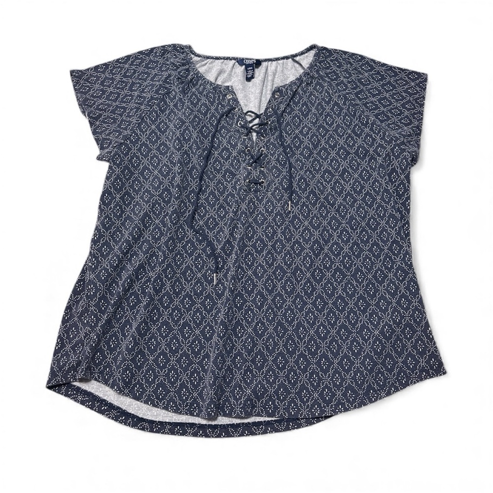 Chaps Navy Blue Geometric Women's Blouse